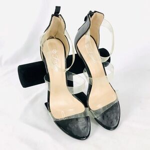 {Forever 21} Clear Strappy heels with zipper